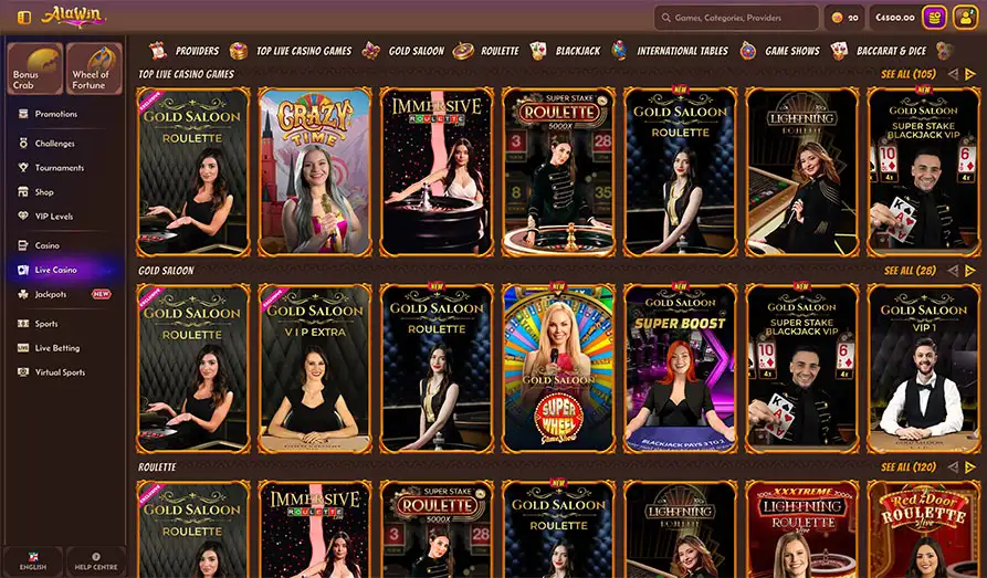 Ala Win Live Casino Selection Landscape screenshot image #1 for Ala Win Casino