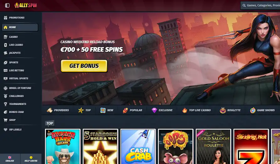 Ally Spin home Main screenshot image for Ally Spin Casino