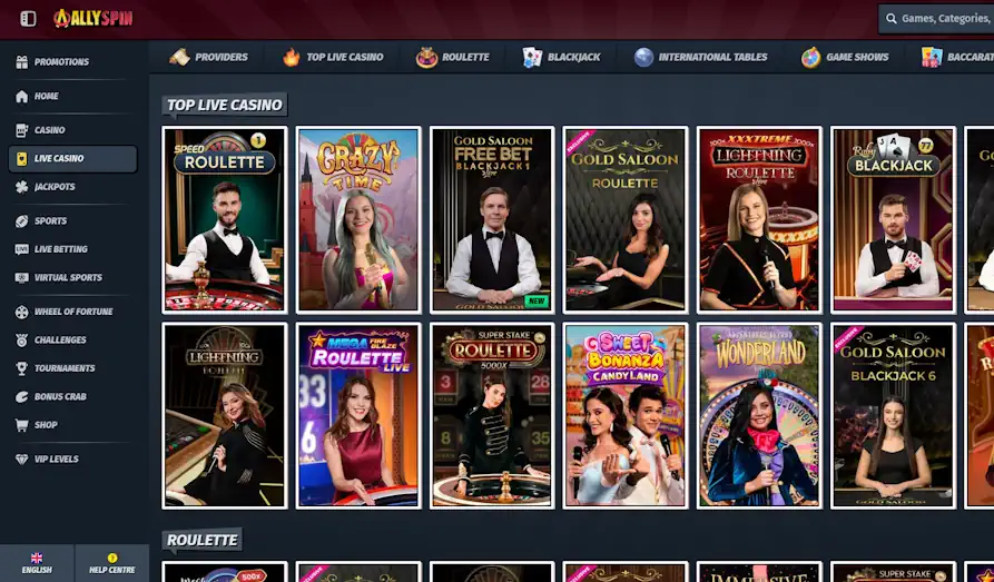 Ally Spin live casino Screenshot image #3 for Ally Spin Casino