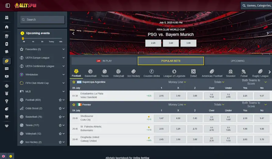 Ally Spin sports Screenshot image #2 for Ally Spin Casino