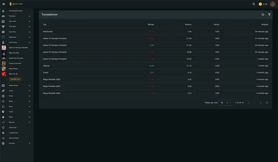 Transaction History