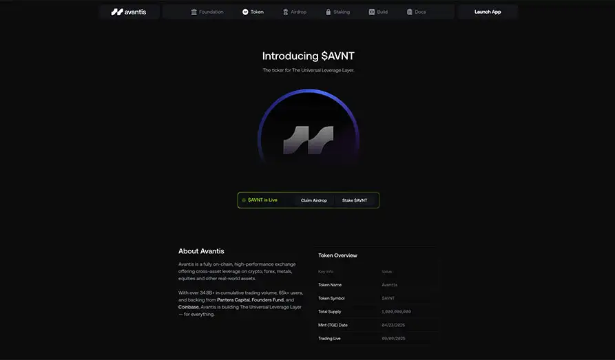 Avantis Homepage