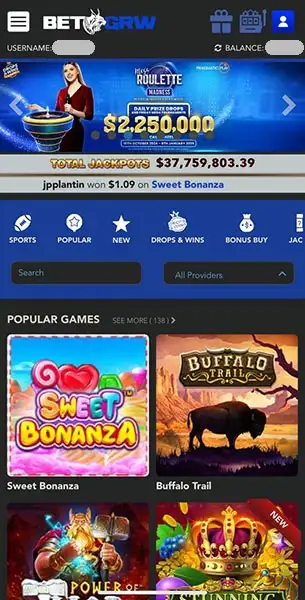 Bet GRW Casino mobile screenshot #1 Mobile Screenshot image #1 for Bet GRW Casino