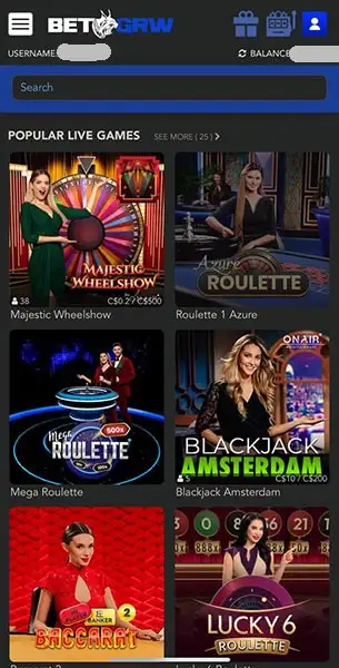 Bet GRW Casino mobile screenshot #3 Mobile Screenshot image #3 for Bet GRW Casino