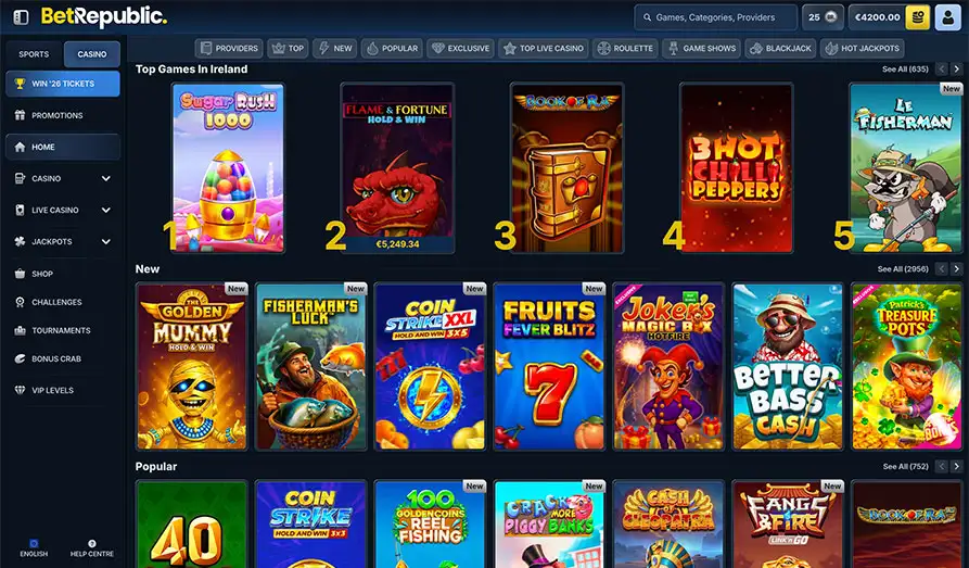 Bet Republic Top Games Landscape screenshot image #1 for Bet Republic
