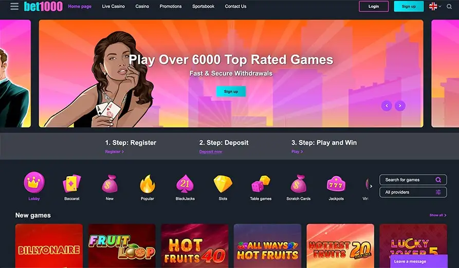 Screenshot image #1 for Bet 1000 Casino