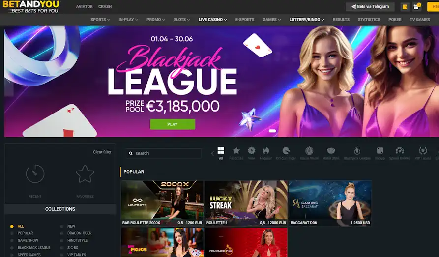 Bet and You live casino Landscape screenshot image #1 for Bet And You
