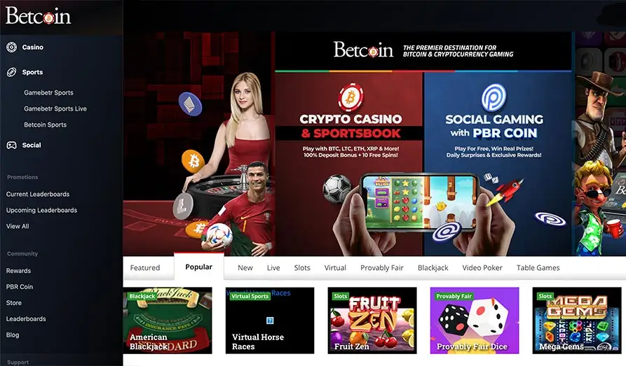 Main screenshot image for Betcoin Casino