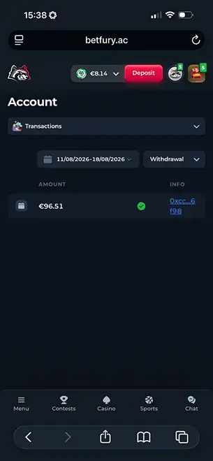 Casino Withdrawal Sent
