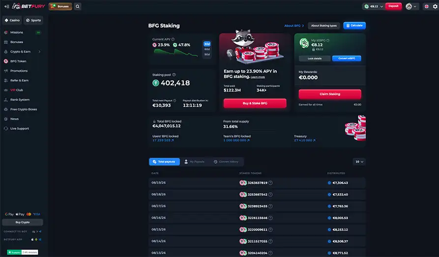 BetFury Staking With BFG Screenshot image #2 for Betfury Casino