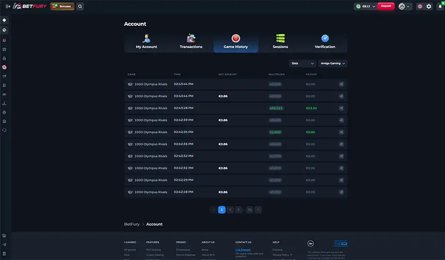 BetFury Gameplay Landscape screenshot image #1 for Betfury Casino