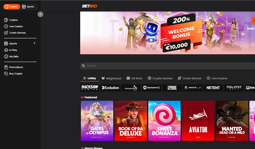 Betiro Casino home Main screenshot image for Betiro