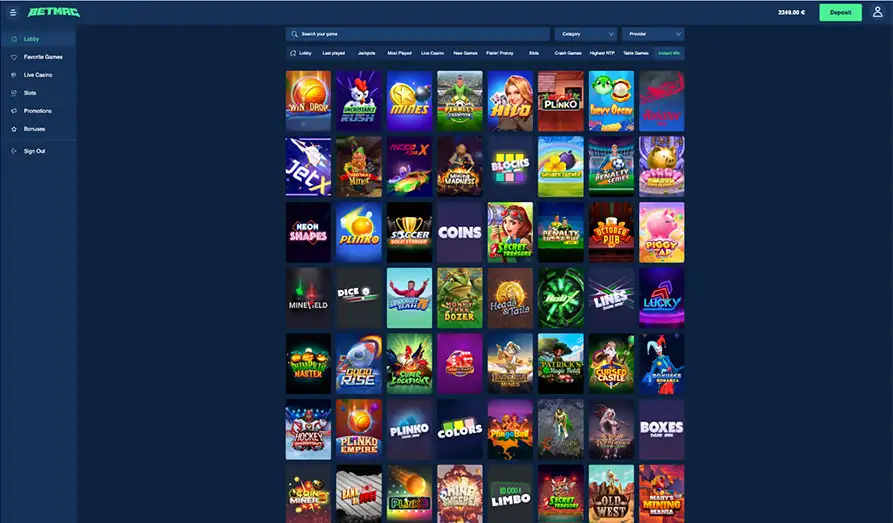 Betmac Casino Crash Games Landscape screenshot image #1 for Bet Mac Casino