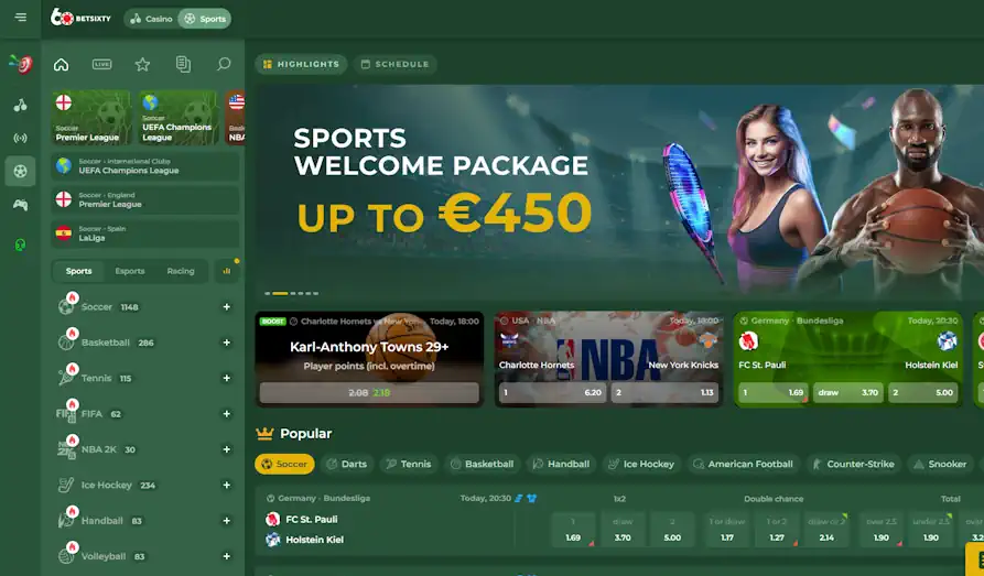 Bet Sixty Casino sportsbook Landscape screenshot image #1 for Bet Sixty