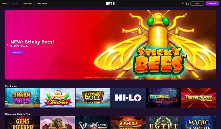 Main screenshot image for Betti Casino