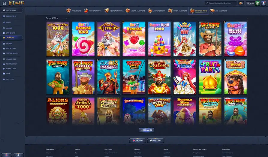 Betwarts Casino - Drops and Wins Landscape screenshot image #1 for Betwarts Casino