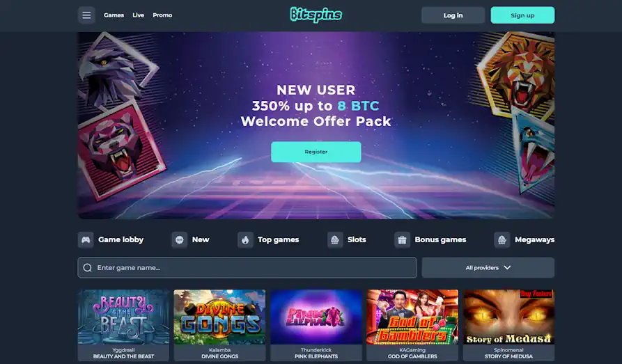 Main screenshot image for Bitspins Casino