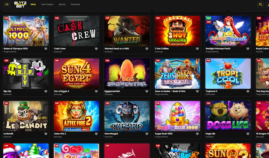 Blitz Bet Casino slot games Landscape screenshot image #1 for Blitz Bet Casino
