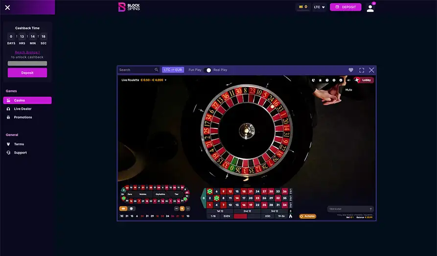 Blockspins Live Casino Games Screenshot image #2 for Blockspins Casino