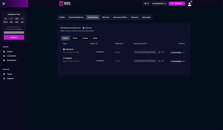 Casino Withdrawal Sent