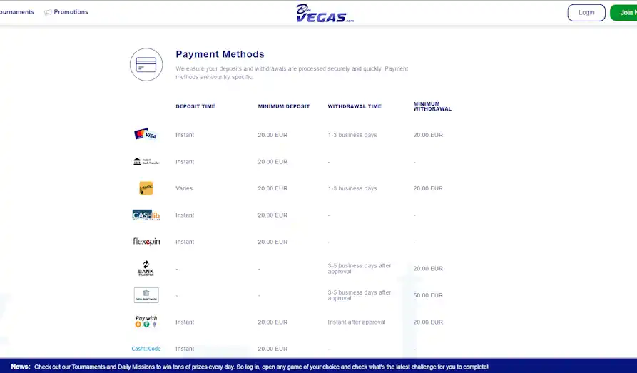 Blu Vegas payments Landscape screenshot image #1 for Blu Vegas
