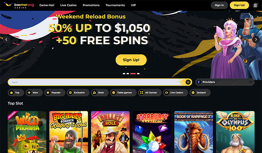 Main screenshot image for Boomerang Casino
