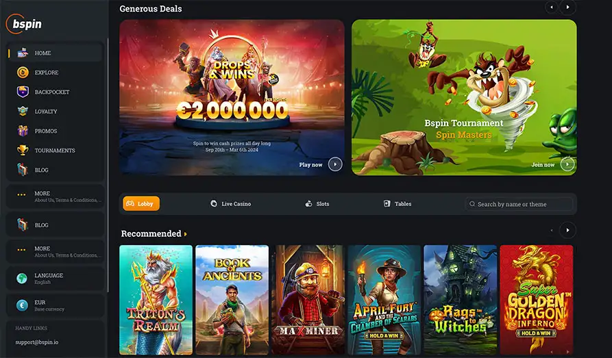 Screenshot image #1 for Bspin Casino