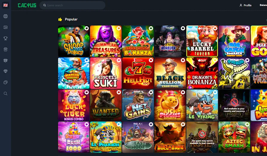 Cactus Casino slots Landscape screenshot image #1 for Cactus Casino