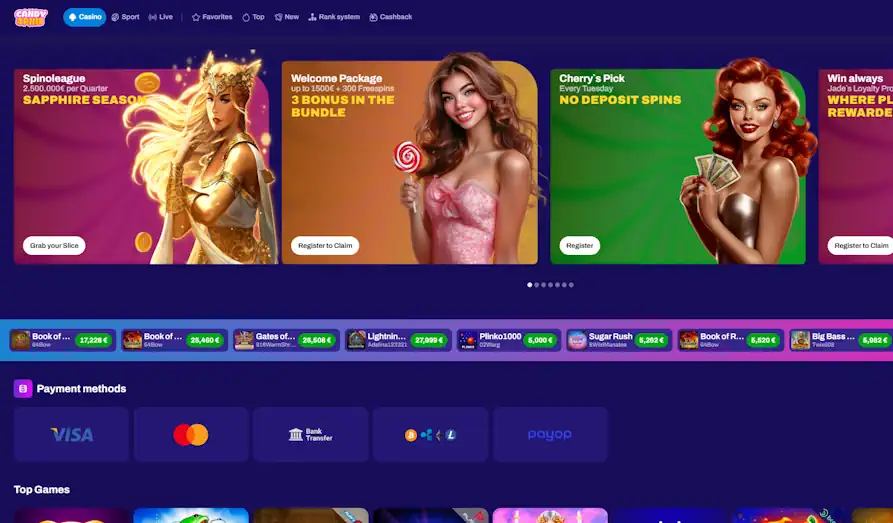 Main screenshot image for Candy Spinz Casino