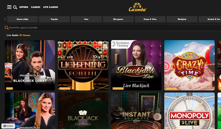 Casimba live casino Screenshot image #3 for Casimba Casino