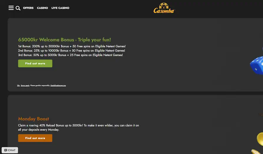 Casimba promos Screenshot image #2 for Casimba Casino