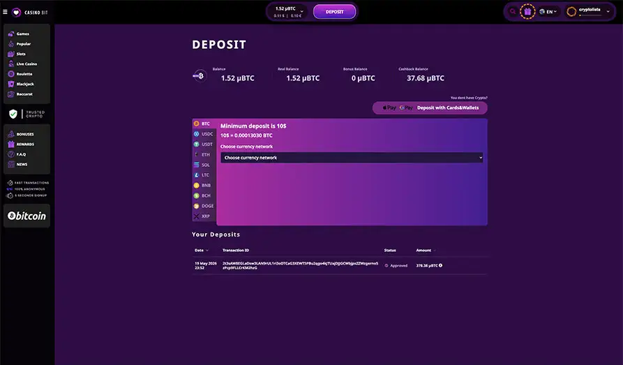 Landscape screenshot image #1 for Casino Bit