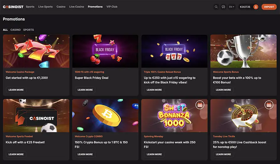 Casinoist Bonuses Landscape screenshot image #1 for Casinoist