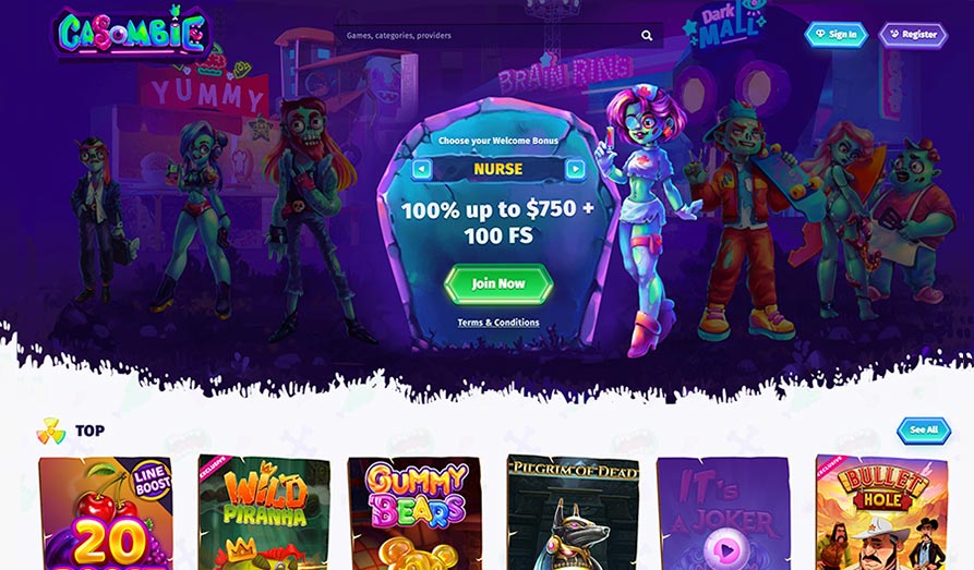 Main screenshot image for Casombie Casino