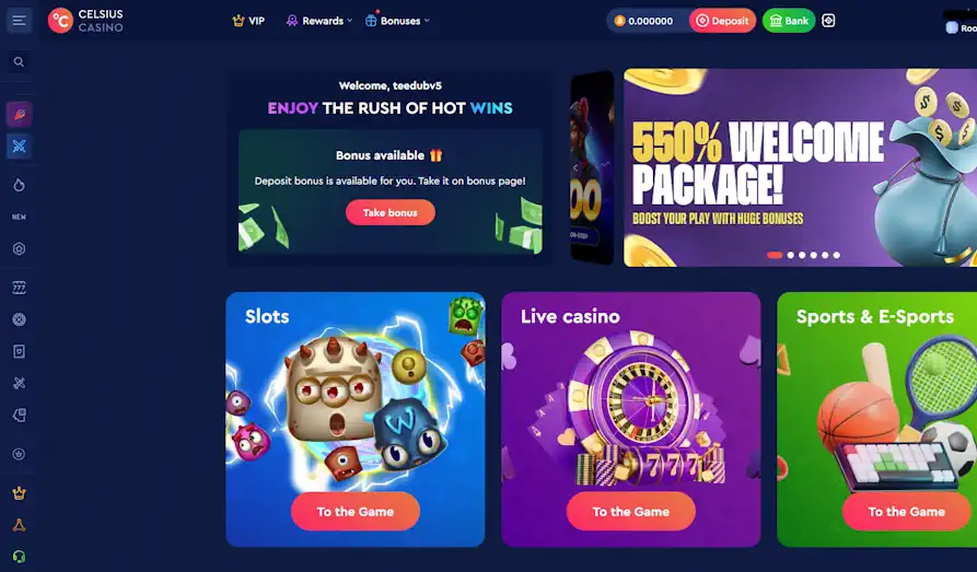 Main screenshot image for Celsius Casino