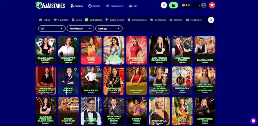 Chili Stakes Casino live casino Landscape screenshot image #1 for Chili Stakes Casino