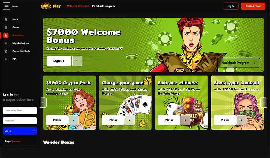 Main screenshot image for Comic Play Casino