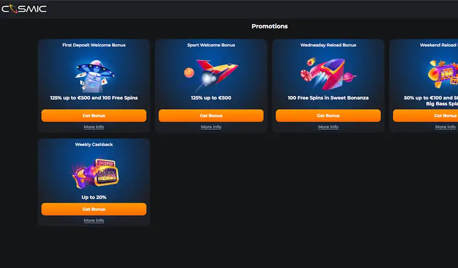 Promotions on Cosmic Slot Landscape screenshot image #1 for Cosmic Slot