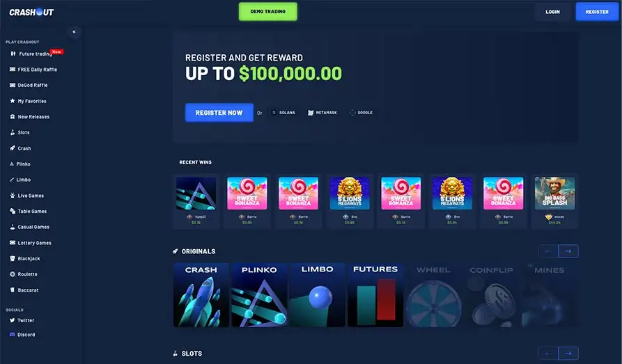 Main screenshot image for CrashOut Casino