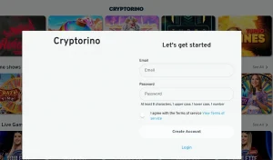 Sign up box for Cryptorino