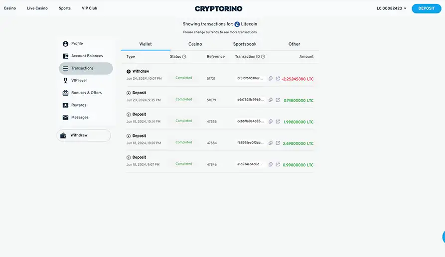 Transaction History