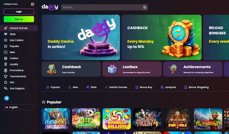 Main screenshot image for Daddy Casino