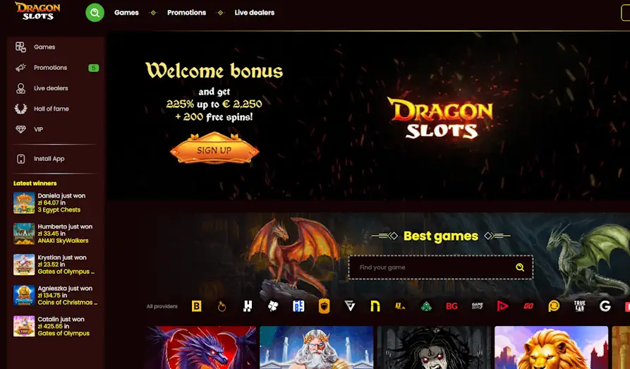 Main screenshot image for Dragon Slots Casino