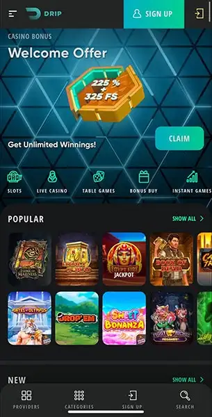 Mobile Screenshot image #1 for Drip Casino