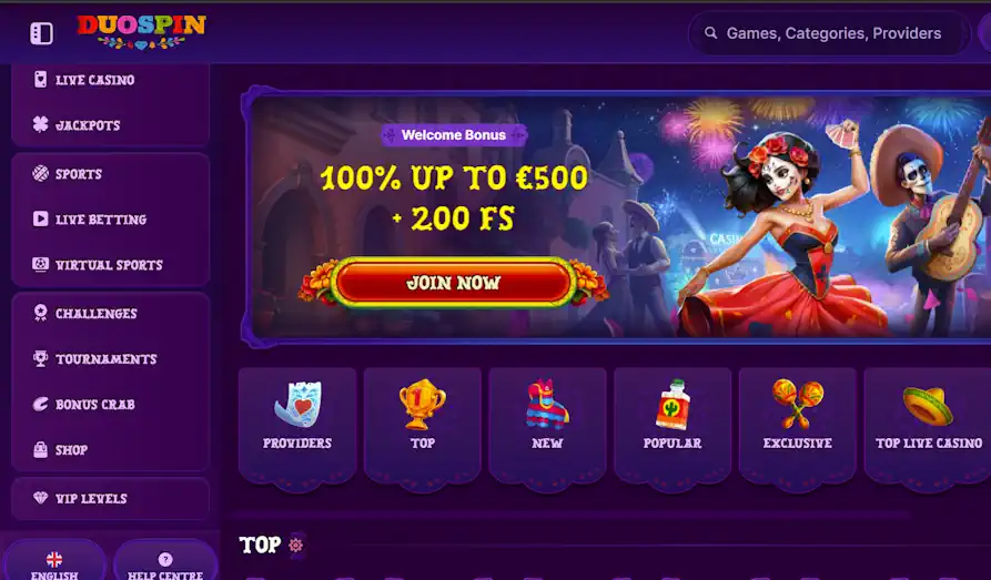 Duo Spin Casino home Main screenshot image for Duo Spin