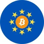 EU flag with Bitcoin in the middle