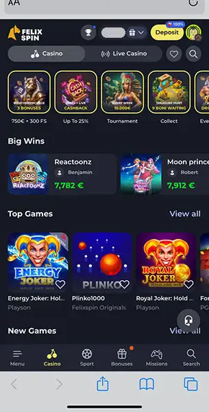 Felix Spin mobile screenshot #1 Mobile Screenshot image #1 for Felix Spin