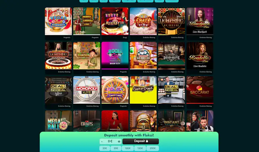Landscape screenshot image #1 for Flaksi Casino