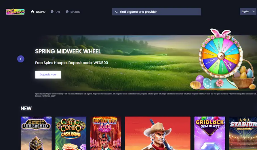 Funky Jackpot Casino look and feel of homepage Landscape screenshot image #1 for Funky Jackpot