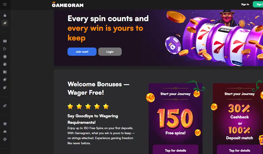Gamegram reward scheme Landscape screenshot image #1 for Gamegram Casino